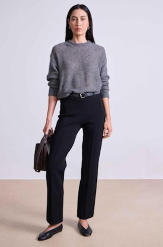  어피스 어파트 팬츠 어피스 아파트 스트레이트 풀온 지퍼  블랙