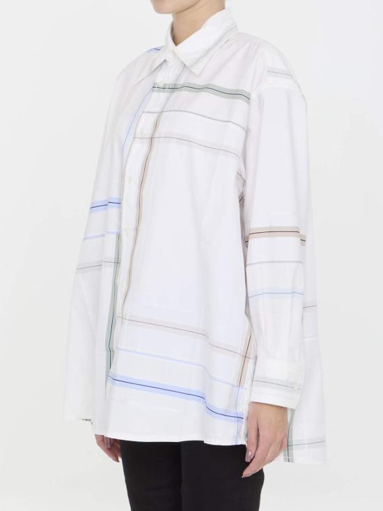  보테가베네타 셔츠 보테가 베네타 패치워크 코튼 셔츠 화이트 - BOTTEGA VENETA