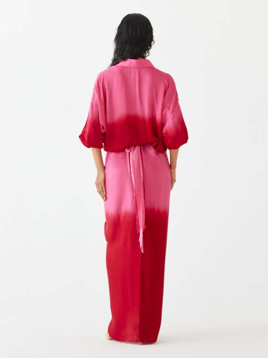  IKKIVI 롱 원피스 이키비 루비 셔츠 드레이프 드레스 레드 - IKKIVI