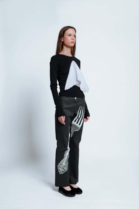  Leeann Huang 데님 팬츠 리앤 황 빅 포크 진 블랙 - OTHER BRANDS