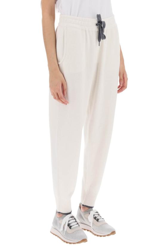  브루넬로 쿠치넬리 스트레이트 팬츠 캐시미어 조깅 팬츠 화이트 - BRUNELLO CUCINELLI