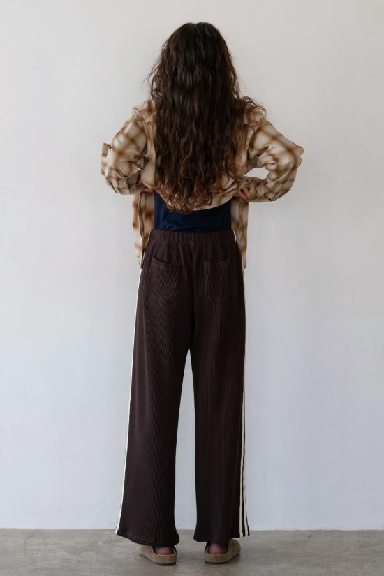  도니 크롭 팬츠 . 써멀 크롭 스트라이프 팬츠 - DONNI.