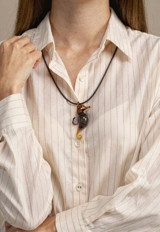  이키비 목걸이/팬던트 유리 해마 펜던트 멀티 컬러