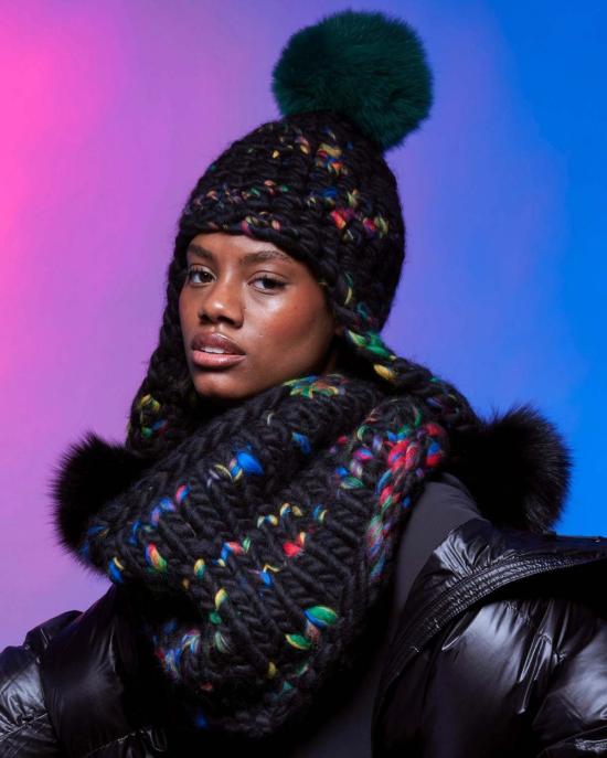  미샤램퍼트 모자 미샤 램퍼트 다크 레고 트리플 트러블 + 그린 | 블랙 XL 폼폼