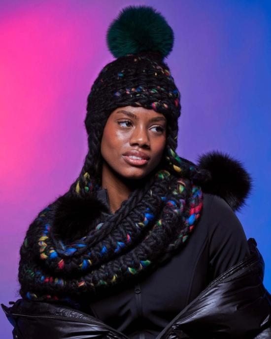  미샤램퍼트 모자 미샤 램퍼트 다크 레고 트리플 트러블 + 그린 | 블랙 XL 폼폼 - MISCHA LAMPERT