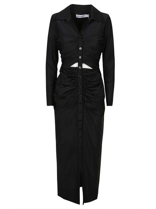  셀프 포트레이트 미디 원피스 컷아웃 미디 드레스 블랙