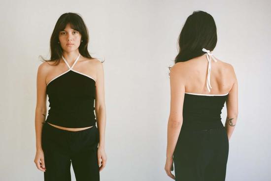  질 로드리게즈 민소매 티셔츠 길 로드리게스 줄리아 콘트라스트 홀터탑 - GIL RODRIGUEZ