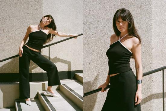  질 로드리게즈 민소매 티셔츠 길 로드리게스 줄리아 콘트라스트 홀터탑