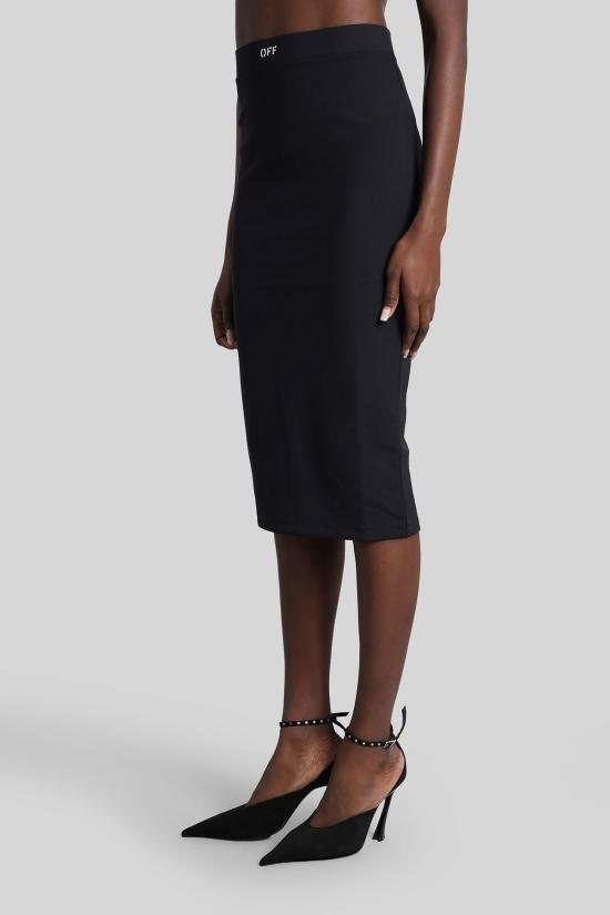  오프화이트 미디 스커트 블랙 - OFF WHITE