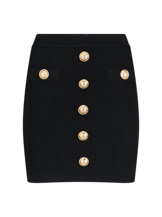  발망 숏 스커트 니트 미니 스커트 블랙