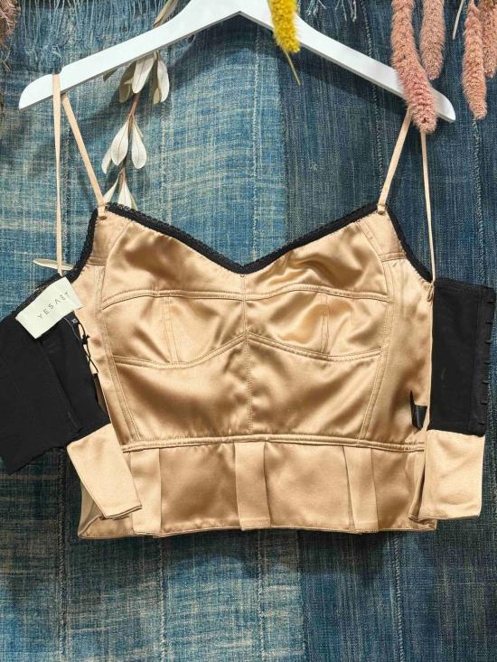  예세이트 민소매 티셔츠 예사엣 키키 실크 뷔스티에 탱크 - YESAET