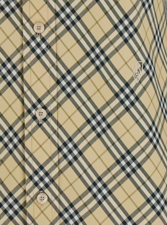  버버리 셔츠 오버사이즈 셔츠, 전체 체크 패턴, 코튼 베이지 색상 - BURBERRY