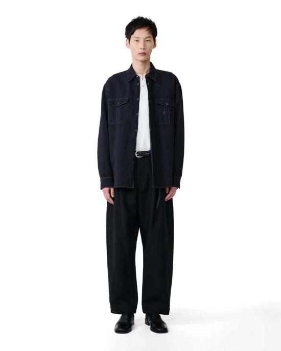  스튜디오 니콜슨 긴팔 셔츠 루로 유틸리티 포켓 셔츠 블랙 그레이프 - STUDIO NICHOLSON