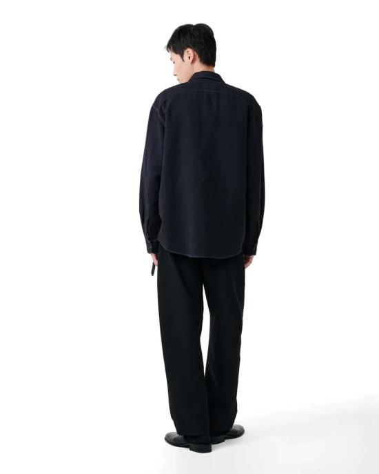  스튜디오 니콜슨 긴팔 셔츠 루로 유틸리티 포켓 셔츠 블랙 그레이프 - STUDIO NICHOLSON