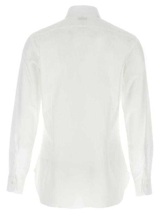  발바 긴팔 셔츠 바르바 나폴리 허니콤 코튼  화이트 - BARBA