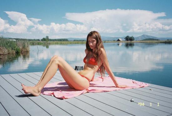  누 스윔 비키니 수영복 Nu Swim 독점 드립 타이 비키니 탑 랍스터 - NU SWIM