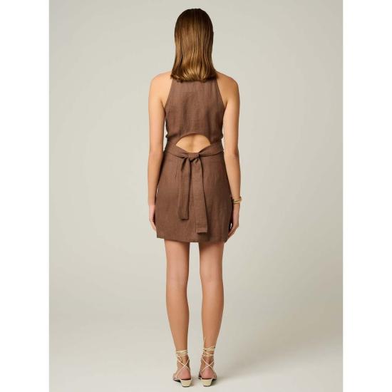  헤브론 숏 원피스 도미노 미니드레스 초콜릿 - HEVRON