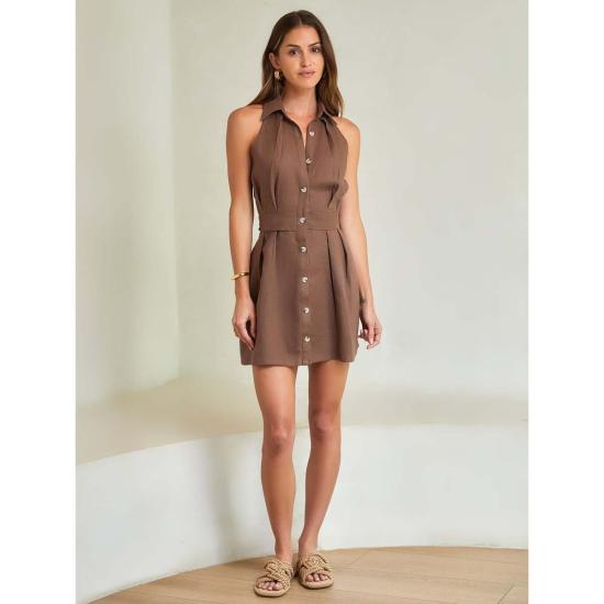  헤브론 숏 원피스 도미노 미니드레스 초콜릿