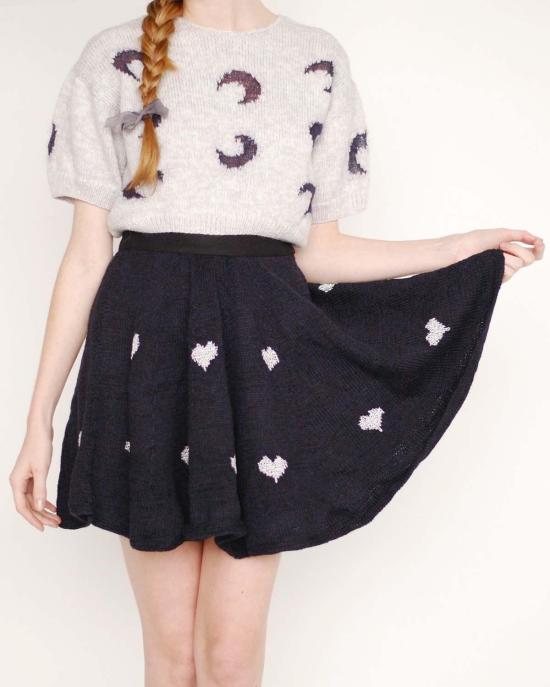  Risto 숏 스커트 리스토 이모티콘 스커트 보라색/회색 하트 - OTHER BRANDS
