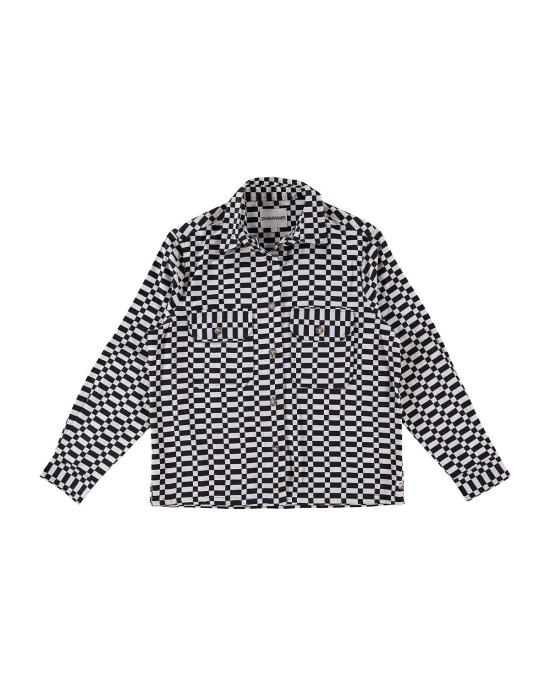  두샨트 데님 자켓 . 핸드 프린팅 소피아 오버셔츠 블랙/화이트 체크 트윌