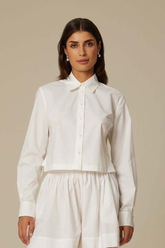  Santicler 셔츠 산티클러 콜 오가닉 코튼 크롭 셔츠 화이트