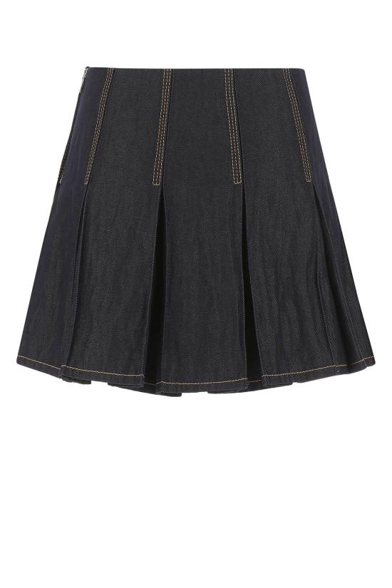  보테가베네타 데님 스커트 보테가 베네타 다크 블루 데님 미니 스커트 다크 블루 데님 - BOTTEGA VENETA