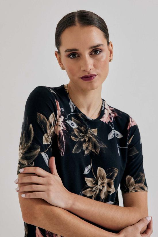  Lindsay Nicholas New York 반팔 티셔츠 린지 니콜라스 뉴욕 저지 티셔츠 플로럴 - OTHER BRANDS