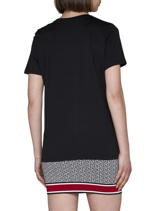  발망 반팔 티셔츠 로고 버튼 티셔츠 Eab 느와르 블랑 - BALMAIN