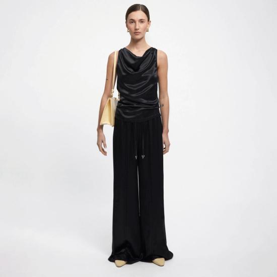  ÁERON 민소매 티셔츠 에론 카밀 새틴 카울넥 - OTHER BRANDS