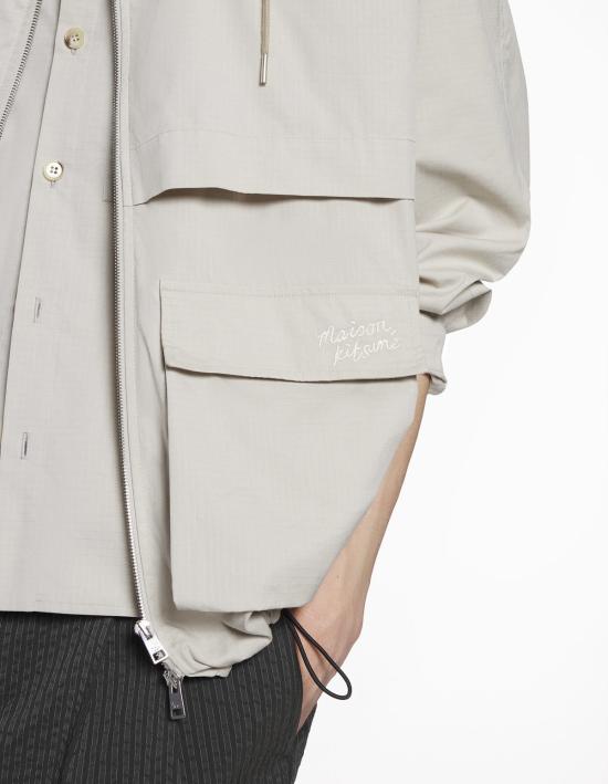  메종키츠네 자켓 메종 키츠네 후드 지퍼 윈드브레이커 트러플 - MAISON KITSUNE