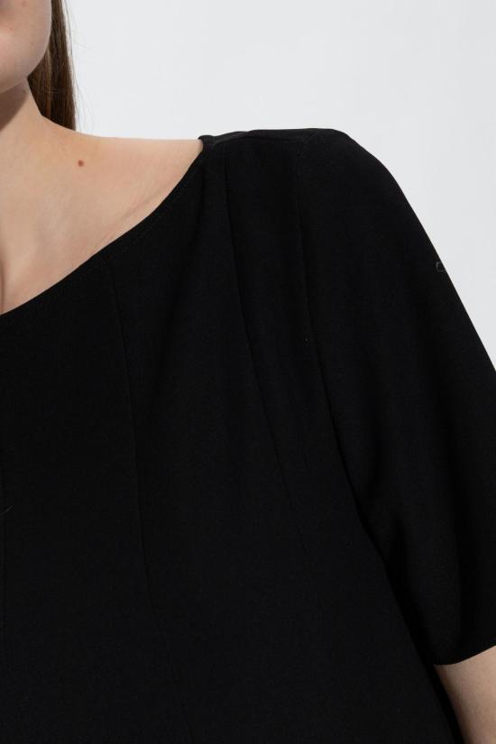  엠포리오 아르마니 숏 원피스 반팔 드레스 블랙 - EMPORIO ARMANI