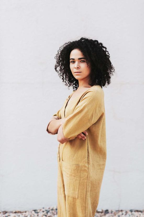  해피 프렌치 갱 점프수트 Happyfrenchgang  머스타드