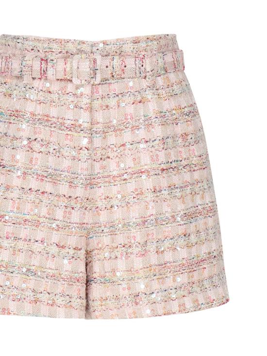  셀프 포트레이트 숏팬츠 부클레 소재에 스팽글 장식이 있는 핑크색 반바지 - SELF PORTRAIT