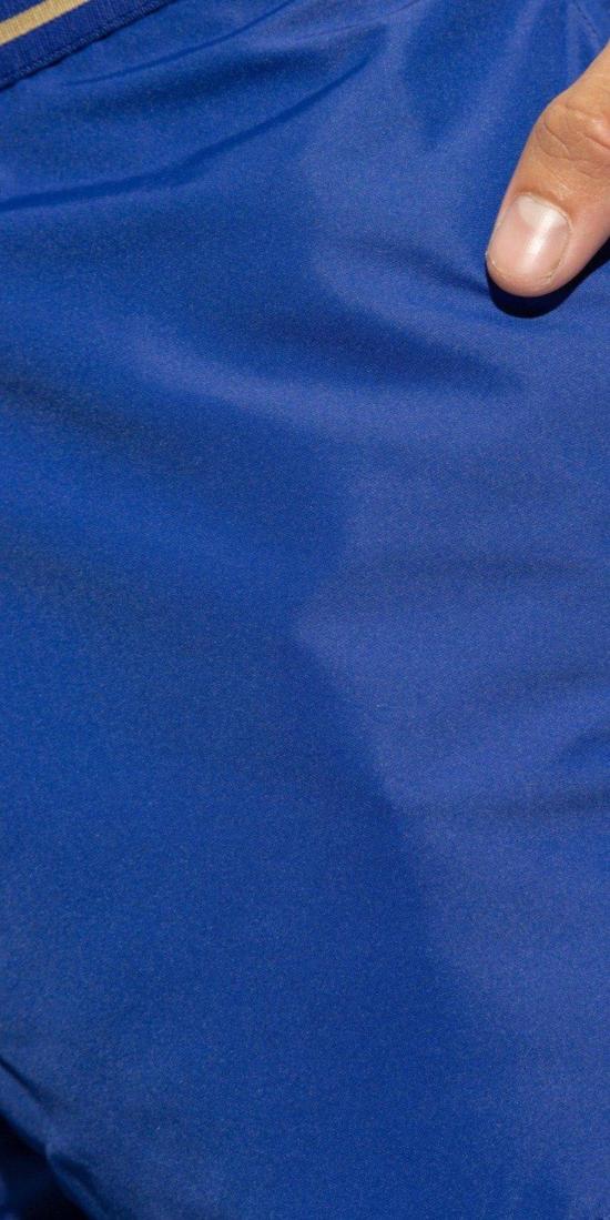  베르사체 스윔팬츠 그레카 보더 엘라스틱 허리밴드 수영 반바지 (블루) - VERSACE