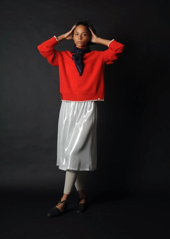  Conifer 미디 스커트 코니퍼 쉬머  화이트/실버 - CONIFER