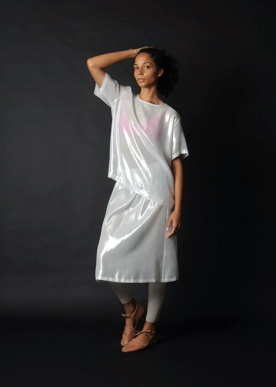  Conifer 미디 스커트 코니퍼 쉬머  화이트/실버 - CONIFER