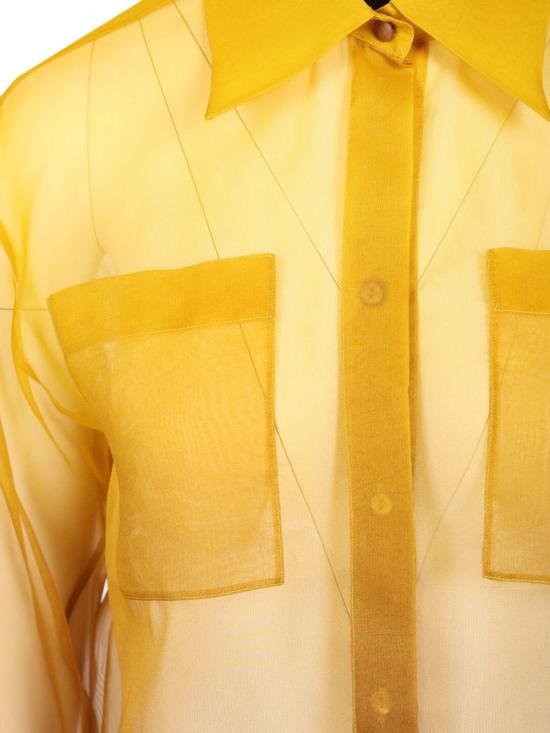  막스마라 블라우스 막스 마라 다비나 숏셔츠 디그라데이션 실크 오르간자 셔츠 골드 - MAX MARA