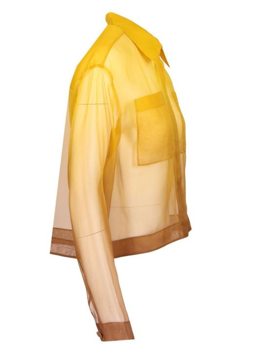  막스마라 블라우스 막스 마라 다비나 숏셔츠 디그라데이션 실크 오르간자 셔츠 골드 - MAX MARA