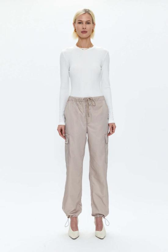  피스톨라 바디수트 티셔츠 베일리 롱 슬리브 크루넥 끈 팬티 바디수트 르 블랑 - PISTOLA