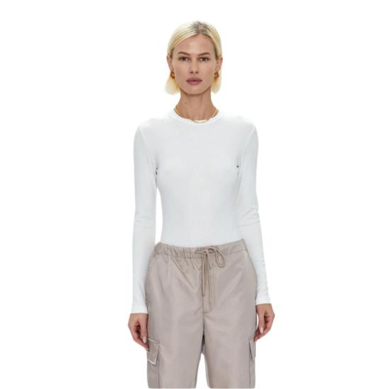  피스톨라 바디수트 티셔츠 베일리 롱 슬리브 크루넥 끈 팬티 바디수트 르 블랑