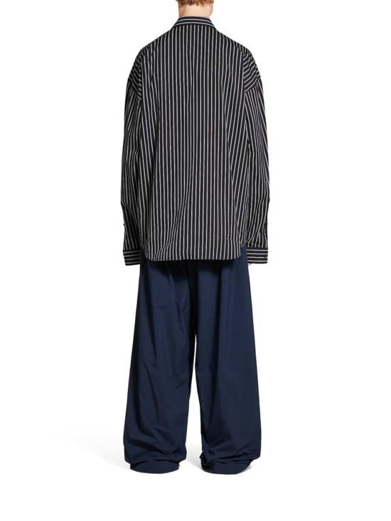  발렌시아가 긴팔 셔츠 자수 포플린 오버사이즈  블랙 화이트 - BALENCIAGA