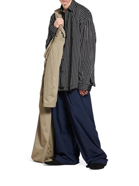  발렌시아가 긴팔 셔츠 자수 포플린 오버사이즈  블랙 화이트 - BALENCIAGA