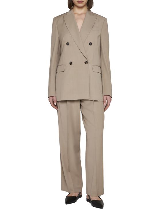  브루넬로 쿠치넬리 수트 자켓 더블 브레스트 테일러드 블레이저 다크 베이지 - BRUNELLO CUCINELLI