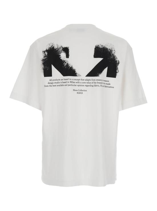  오프화이트 탑 크루넥 티셔츠 (앞면과 뒷면에 로고 있음) 화이트 색상 - OFF WHITE