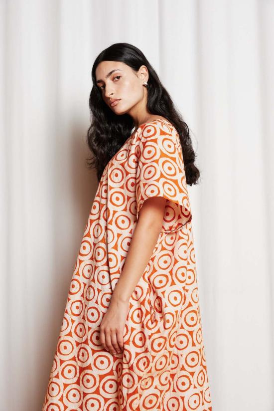  Fahari Bazaar 미디 원피스 오렌지 도트의  Kaftan - OTHER BRANDS