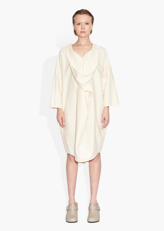  더 셀렉트 숏 원피스 Thecelect 폰초 드레스 코튼 텐셀 크림