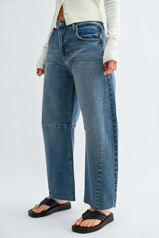  저스트 블랙 데님 데님 팬츠 더 시임드 배럴 진 미디엄 데님 - JUST BLACK DENIM