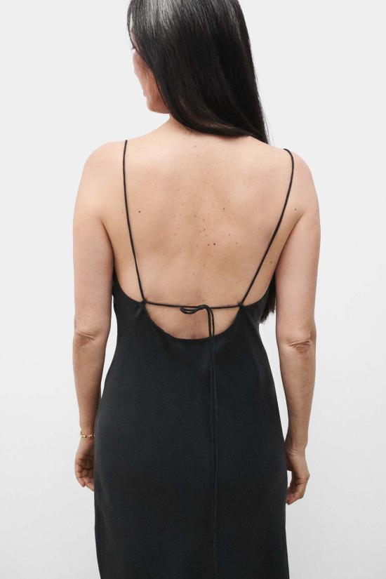  실크 런드리 롱 원피스 데코 룰로 드레스 블랙 - SILK LAUNDRY