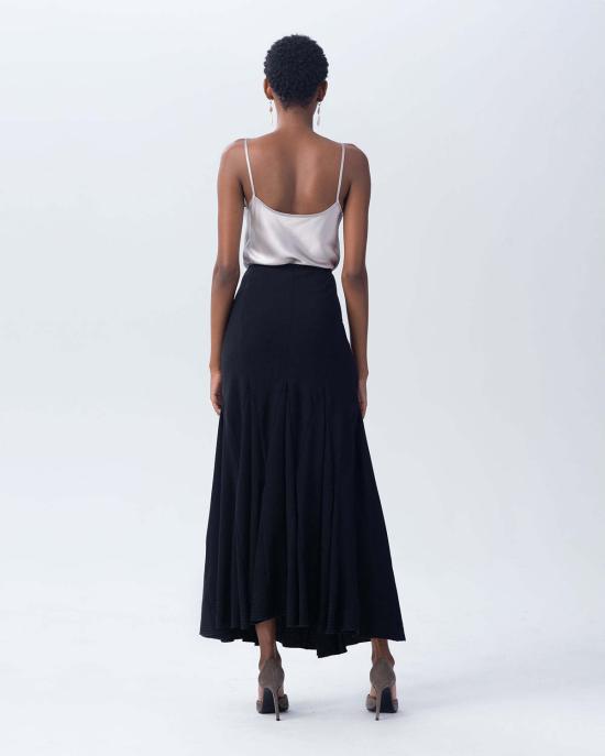  VOZ 롱 스커트 Voz 할리퀸 레이온 스커트 블랙 - OTHER BRANDS