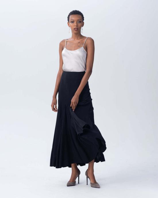  VOZ 롱 스커트 Voz 할리퀸 레이온 스커트 블랙 - OTHER BRANDS
